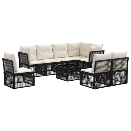 Havesofa Sæt 9 stk. Sort polyrattan