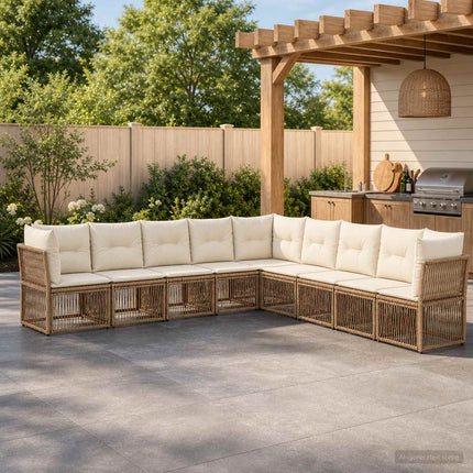 Havesofa Sæt 9 stk. Beige polyrattan