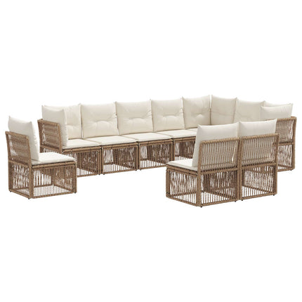 Havesofa Sæt 10 stk. Beige polyrattan