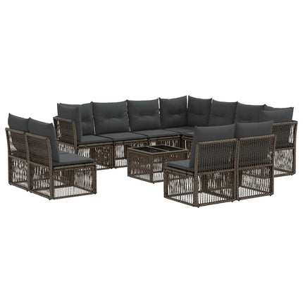 Havesofa Sæt 12 stk. Grå polyrattan