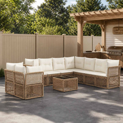 Havesofa Sæt 10 stk. Beige polyrattan