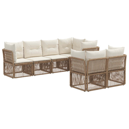 Havesofa Sæt 7 stk. 7-Antal sæder Beige polyrattan