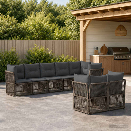 Havesofa Sæt 8 stk. Grå polyrattan