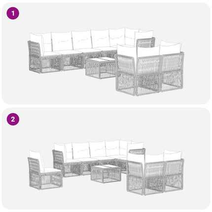 Havesofa Sæt 9 stk. Grå polyrattan