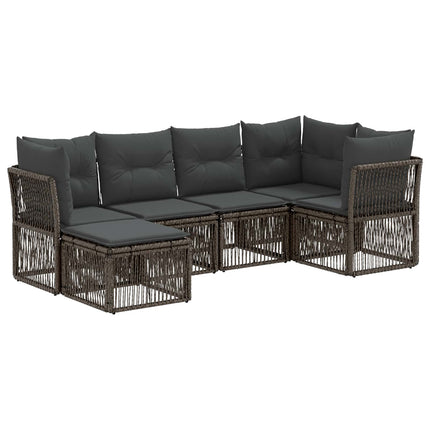 Havesofa Sæt 6 stk. Grå polyrattan