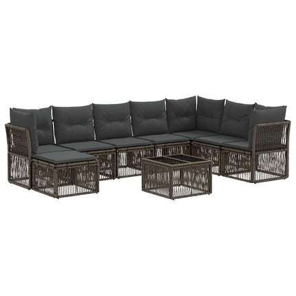 Havesofa Sæt 9 stk. Grå polyrattan