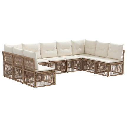 Havesofa Sæt 9 stk. Beige polyrattan