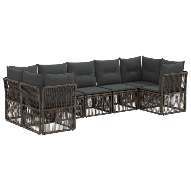 Havesofa Sæt 7 stk. 7-Antal sæder Grå polyrattan