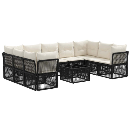 Havesofa Sæt 10 stk. Sort polyrattan