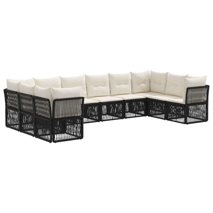 Havesofa Sæt 10 stk. Sort polyrattan