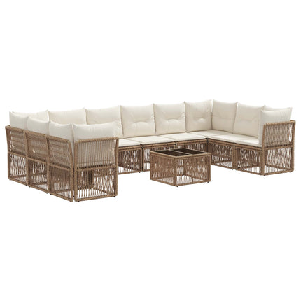 Havesofa Sæt 11 stk. Beige polyrattan