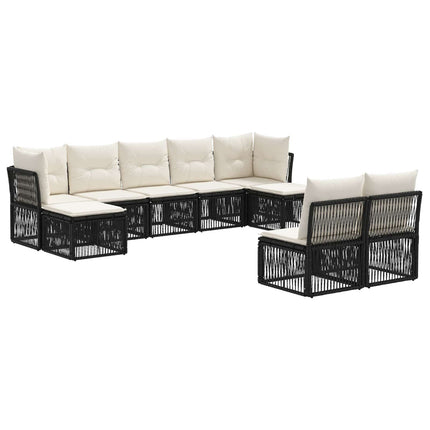 Havesofa Sæt 9 stk. Sort polyrattan