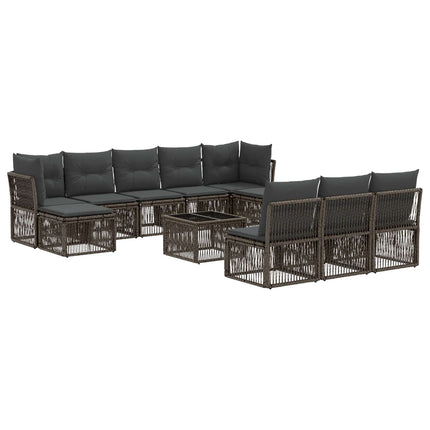 Havesofa Sæt 11 stk. Grå polyrattan