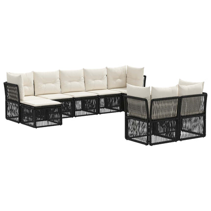 Havesofa Sæt 9 stk. Sort polyrattan