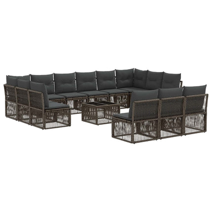 Havesofa Sæt 14 stk. Grå polyrattan
