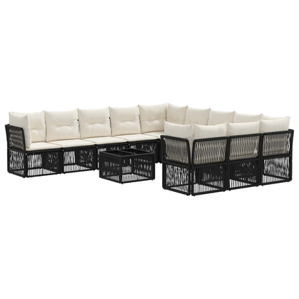 Havesofa Sæt 12 stk. Sort polyrattan
