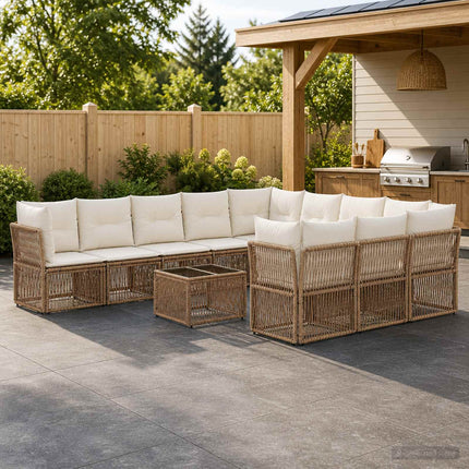 Havesofa Sæt 12 stk. Beige polyrattan