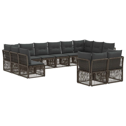 Havesofa Sæt 12 stk. Grå polyrattan