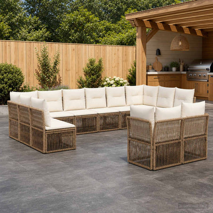 Havesofa Sæt 12 stk. Beige polyrattan