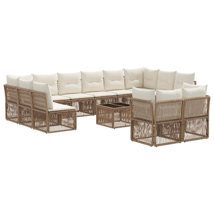 Havesofa Sæt 13 stk. Beige polyrattan