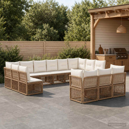 Havesofa Sæt 13 stk. Beige polyrattan