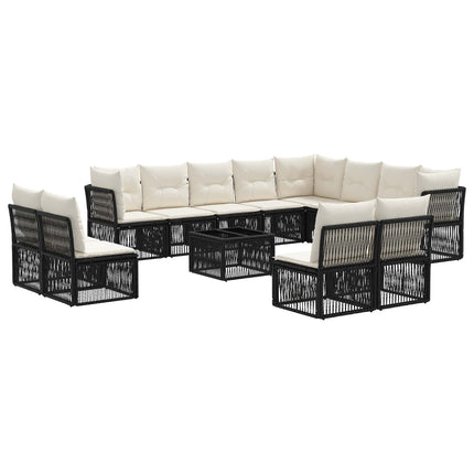 Havesofa Sæt 13 stk. Sort polyrattan