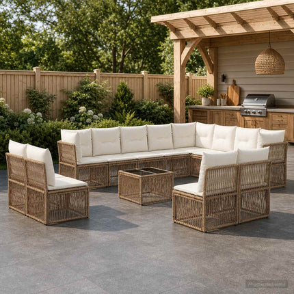 Havesofa Sæt 13 stk. Beige polyrattan