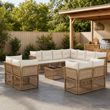 Havesofa Sæt 12 stk. Beige polyrattan