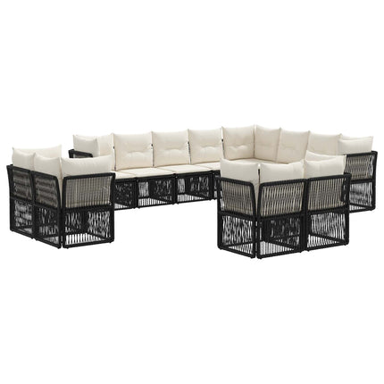 Havesofa Sæt 12 stk. Sort polyrattan