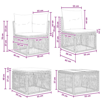 Havesofa Sæt 11 stk. Sort polyrattan