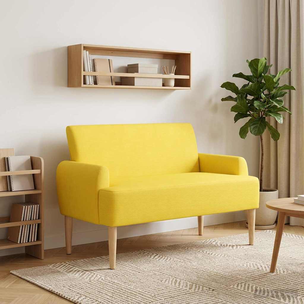 Lænestol med knap tufting Lys Gul 116 x 67 x 81 cm Velourstof