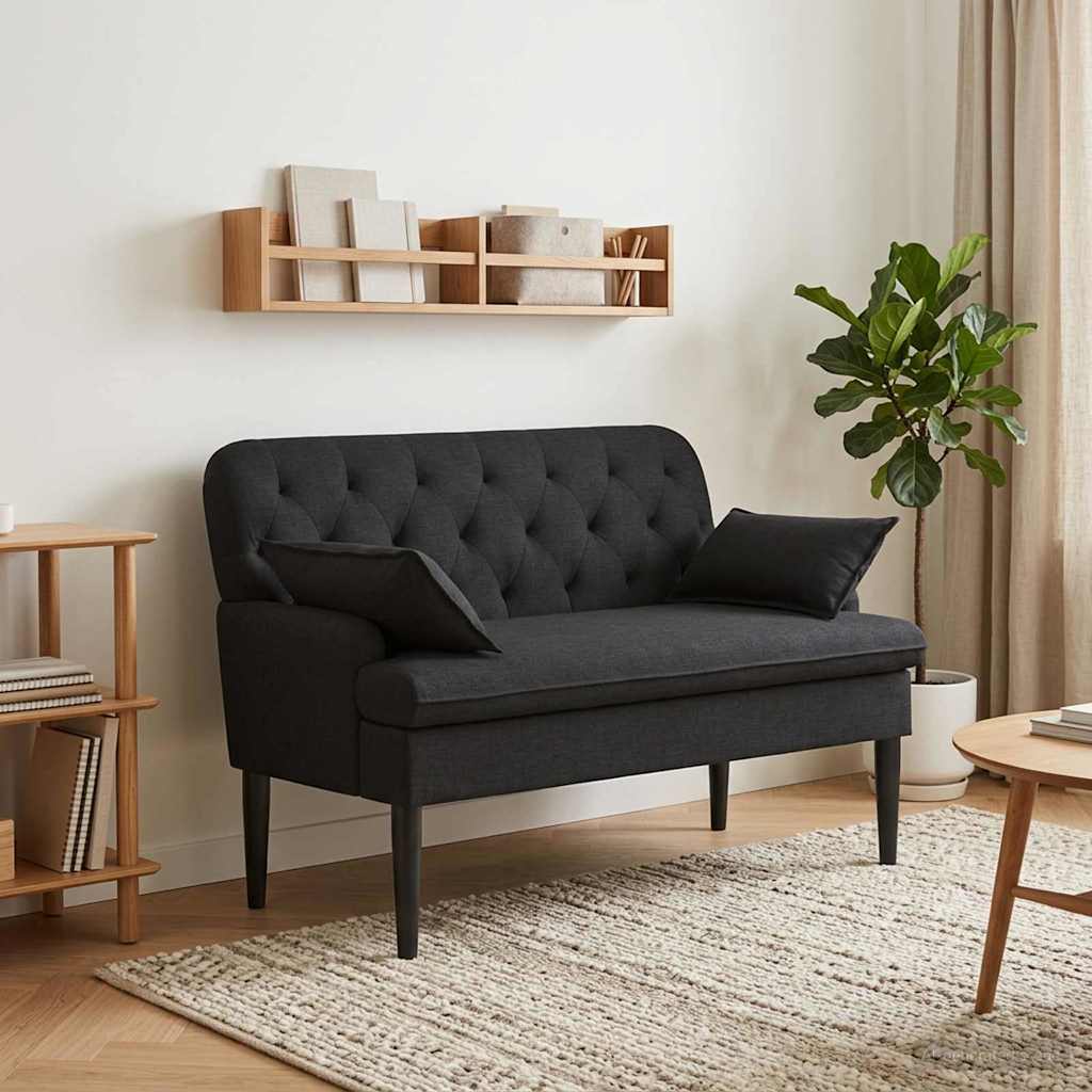 Lænestol med knap tufting Sort 111 x 68 x 80 cm Stof