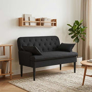 Lænestol med knap tufting Sort 111 x 68 x 80 cm Stof