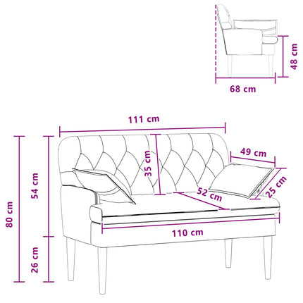 Lænestol med knap tufting Sort 111 x 68 x 80 cm Stof