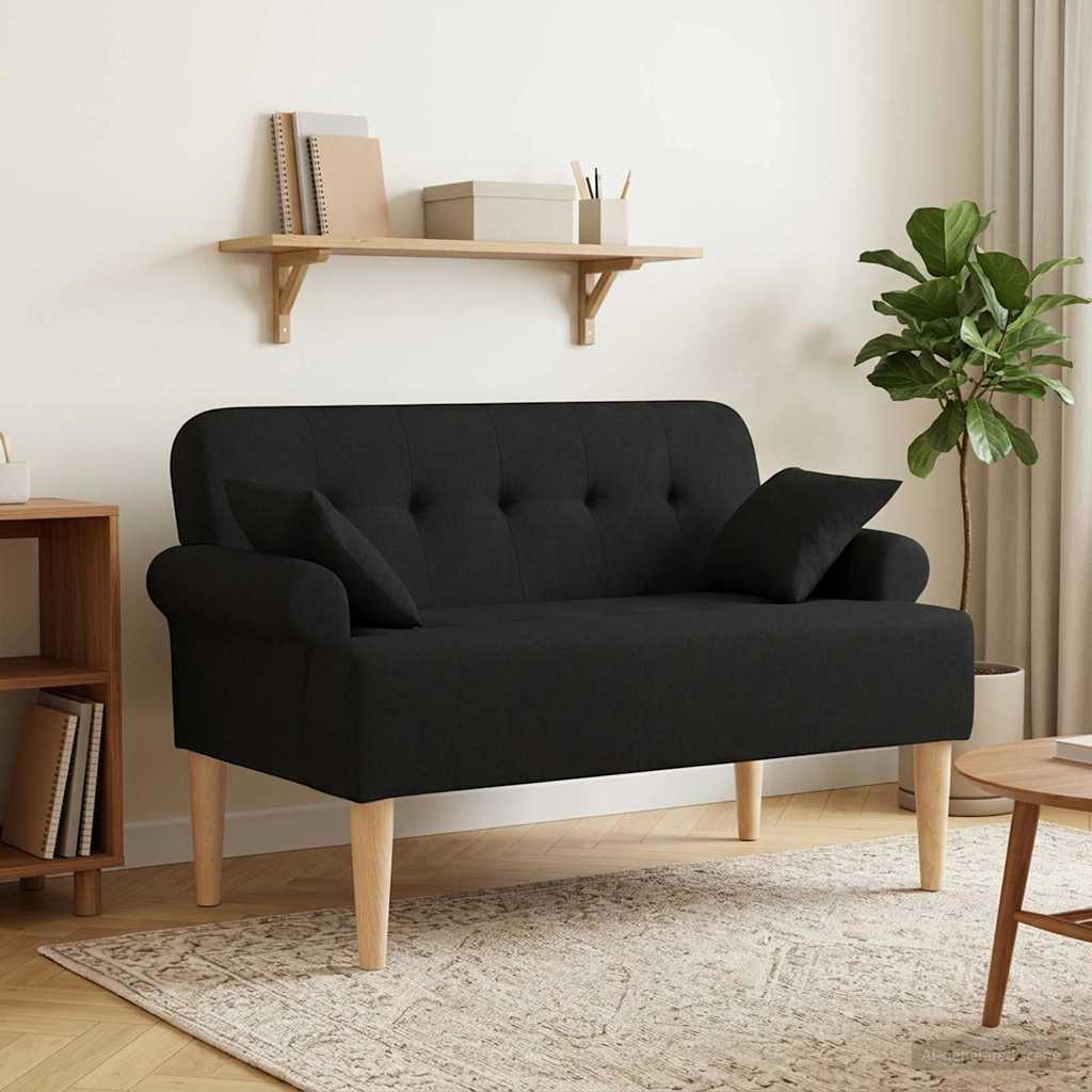 Lænestol med knap tufting Sort 120 x 65 x 79 cm Stof