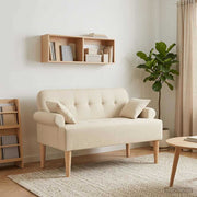 Lænestol med knap tufting Cremefarvet 120 x 65 x 79 cm Stof