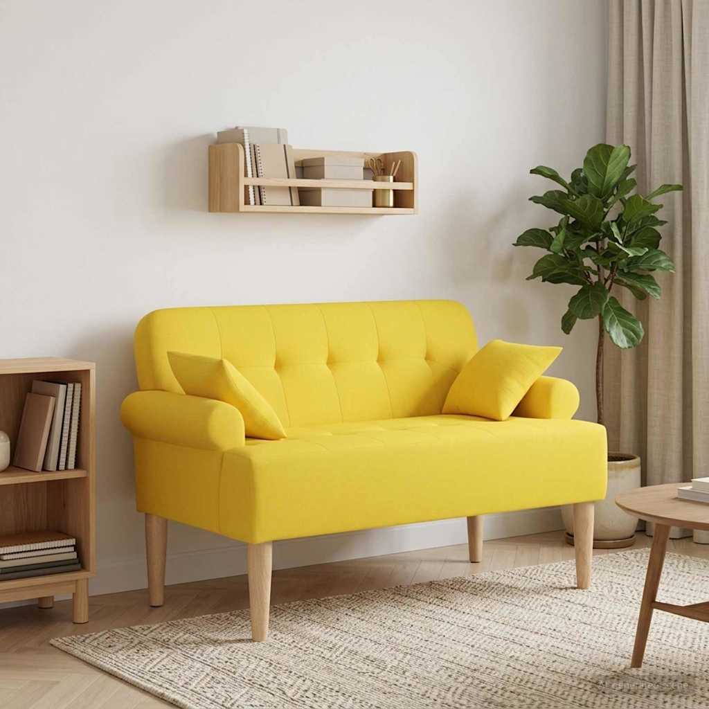 Lænestol med knap tufting Lys Gul 120 x 65 x 79 cm Stof