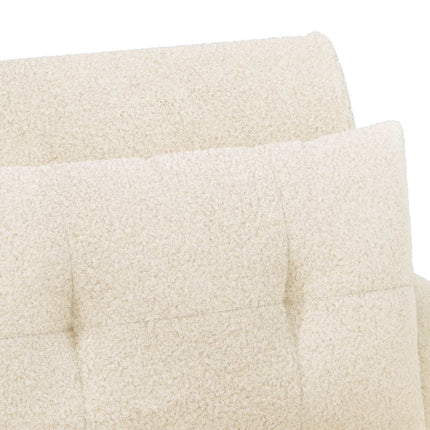 Lænestol med knap tufting Cremefarvet 117 x 67 x 77 cm Bouclé