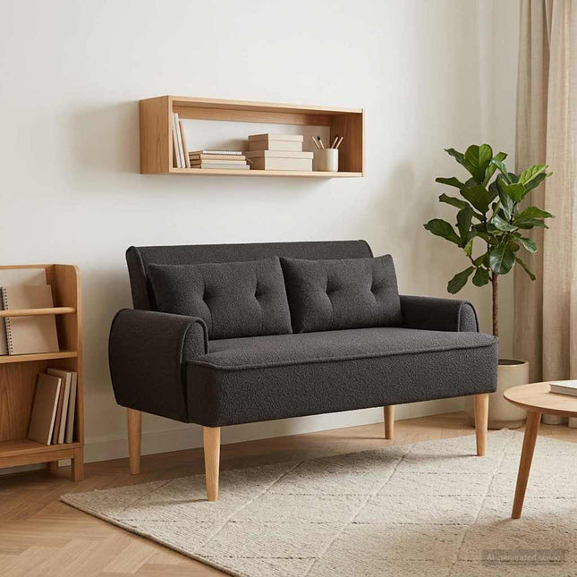 Lænestol med knap tufting Sort 117 x 67 x 77 cm Bouclé