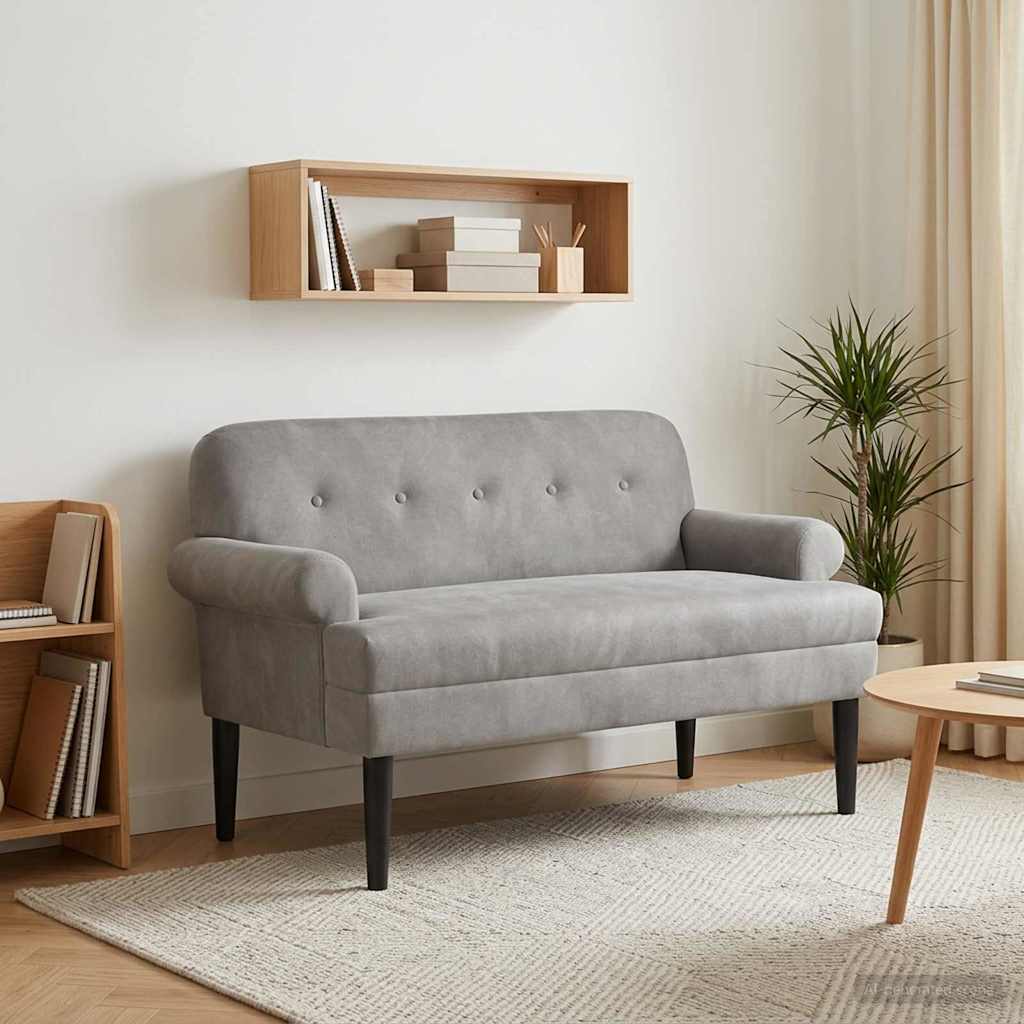 Lænestol med knap tufting Lysegrå 120 x 66 x 78 cm Velour (V)