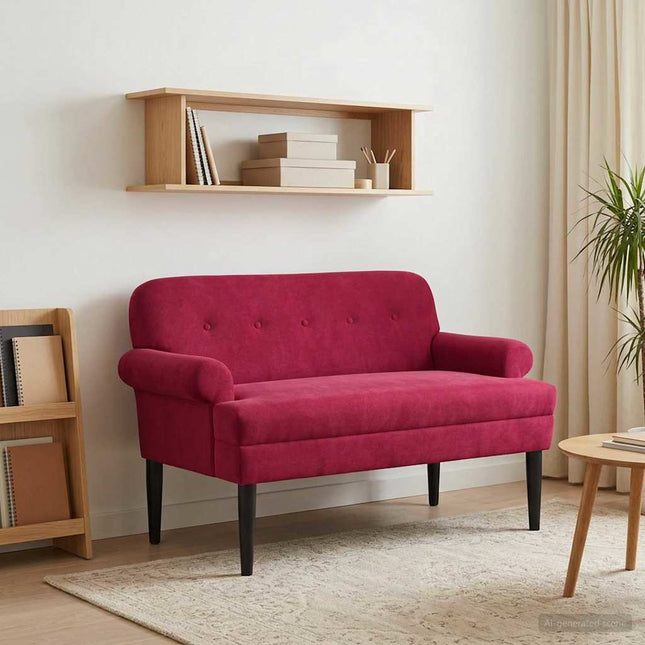 Lænestol med knap tufting Vinrød 120 x 66 x 78 cm Fløjl