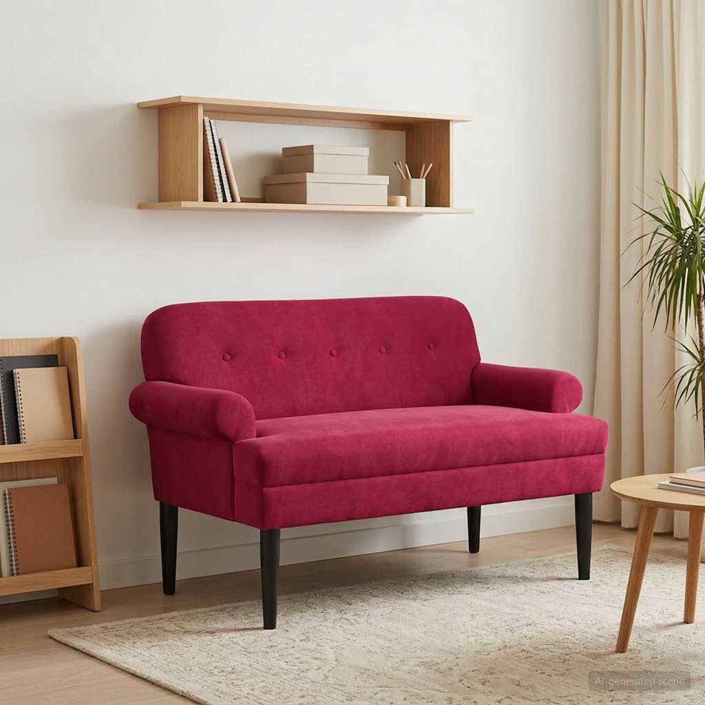 Lænestol med knap tufting Vinrød 120 x 66 x 78 cm Velour (V)