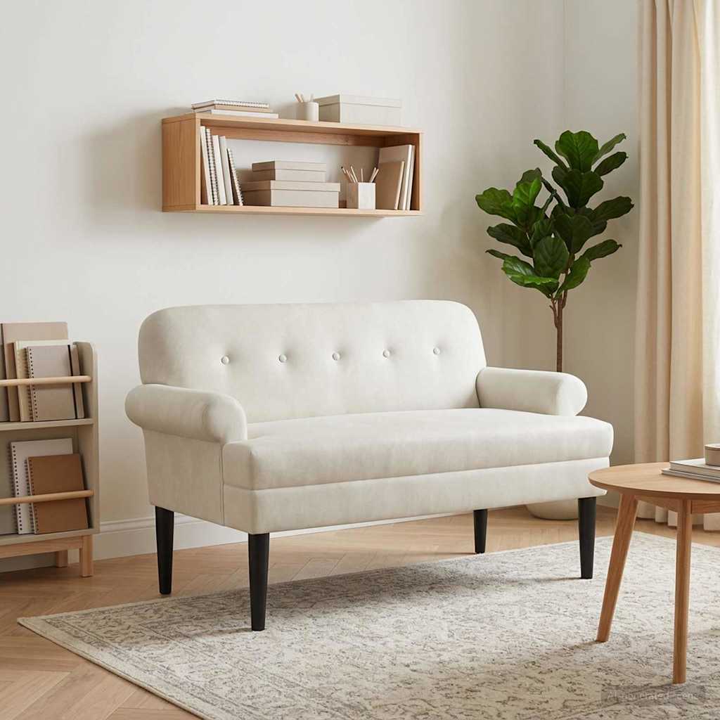 Lænestol med knap tufting Cremefarvet 120 x 66 x 78 cm