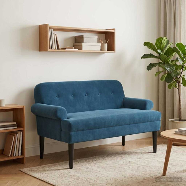 Lænestol med knap tufting Blå 120 x 66 x 78 cm Fløjl