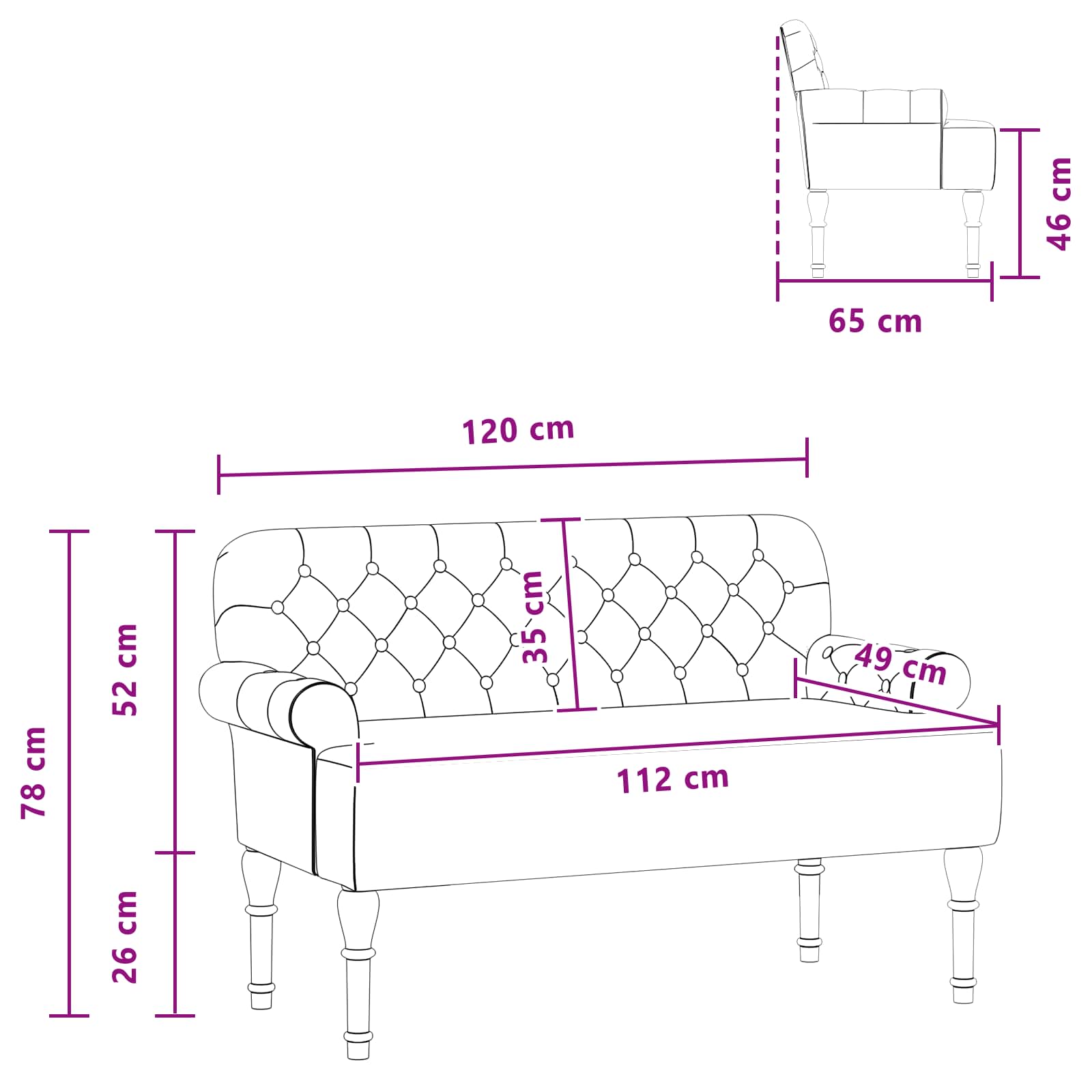 Lænestol med knap tufting Brun 120 x 65 x 78 cm