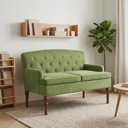 Lænestol med knap tufting Lys grøn 111 x 65 x 79 cm Fløjl
