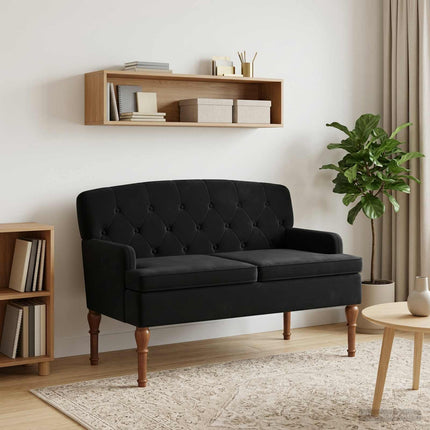 Lænestol med knap tufting Sort 111 x 65 x 79 cm Fløjl
