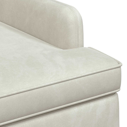 Lænestol med knap tufting Cremefarvet 111 x 65 x 79 cm Fløjl