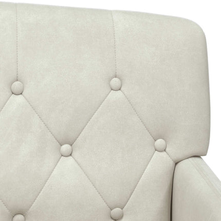 Lænestol med knap tufting Cremefarvet 111 x 65 x 79 cm Fløjl