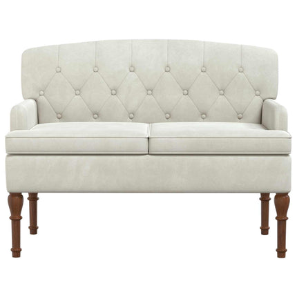 Lænestol med knap tufting Cremefarvet 111 x 65 x 79 cm Fløjl